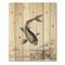 Designart - Monochrome Vintage Fish I - Nautical & Coastal Print on Natural Pine Wood